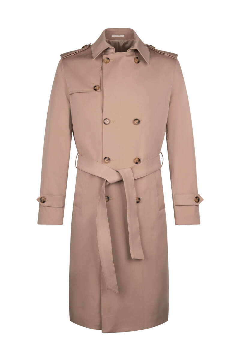 Bej Slim Fit Pamuklu Trençkot - Hatem Saykı