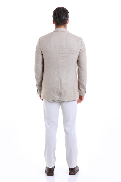 Kahverengi Slim Fit Desenli Mono Yaka Casual Ceket - 6