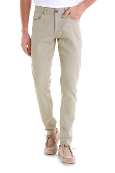 Bej Slim Fit 5 Cep Pamuklu Kanvas Pantolon 