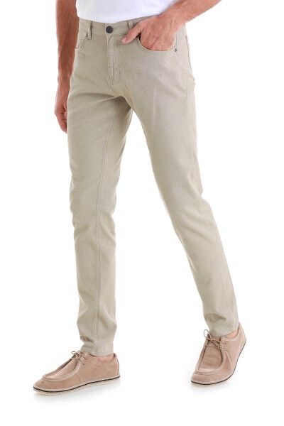 Bej Slim Fit 5 Cep Pamuklu Kanvas Pantolon - 3