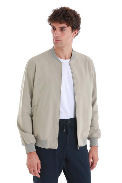 Bej Slim Fit Baharlık Bomber Mont - 3