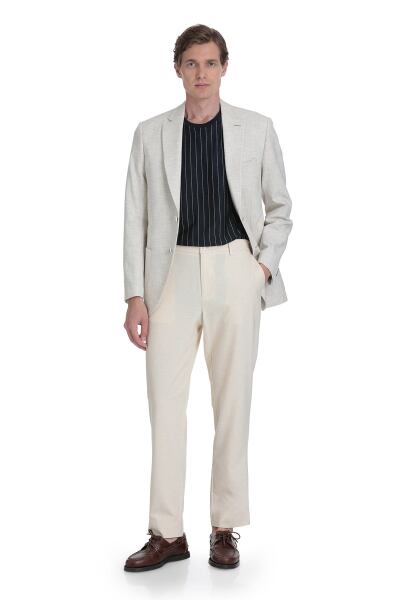 Bej Slim Fit Mono Yaka Casual Ceket - 2