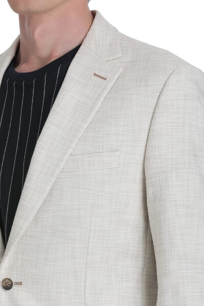 Bej Slim Fit Mono Yaka Casual Ceket - 5