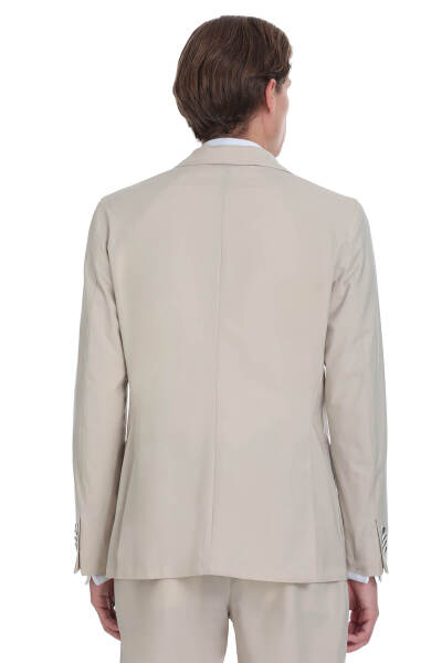 Bej Slim Fit Mono Yaka Casual Takım Elbise - 7