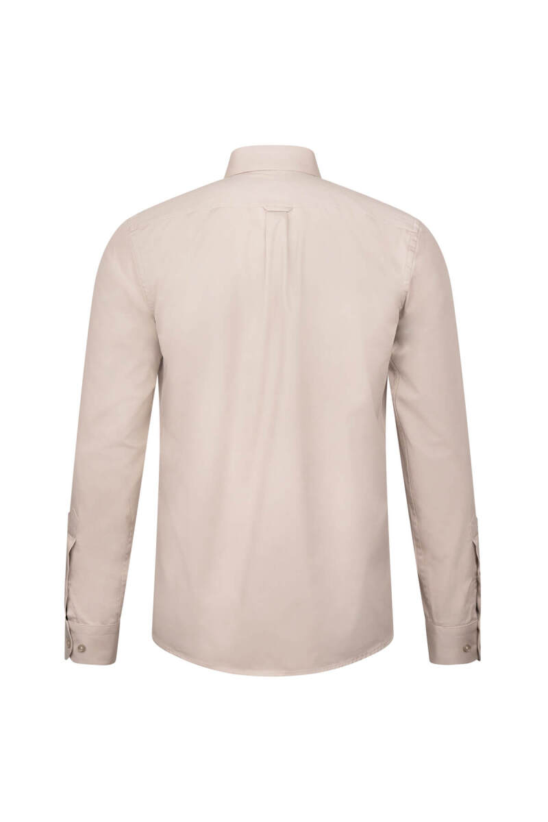 Bej Slim Fit Uzun Kollu 100% Pamuk Casual Flanel Gömlek - Hatem Saykı (1)