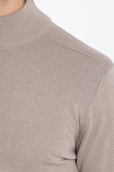 Gri Regular Fit Yarım Balıkçı Yaka Pamuklu Triko Kazak - 17