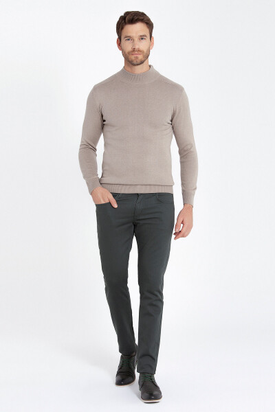 Gri Regular Fit Yarım Balıkçı Yaka Pamuklu Triko Kazak - 14