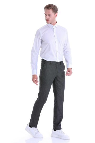 Gri Comfort Fit Baskılı 100% Pamuk Açık İtalyan Yaka Uzun Kollu Casual Gömlek - 4