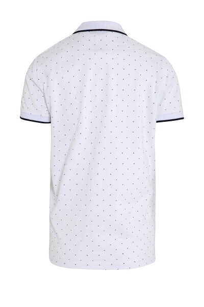 Beyaz Polo Yaka Baskılı Tişört - 2