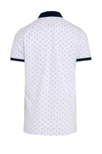 Beyaz Polo Yaka Baskılı Tişört - 2