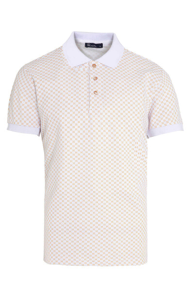 Beyaz Baskılı Polo Yaka Tişört - 1