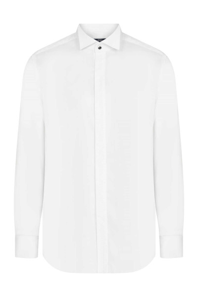 Beyaz Slim Fit Ata Yaka Cerimonia Gömlek - 1