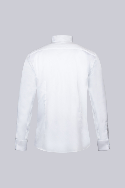 Beyaz Comfort Fit 100% Pamuk Devrik Manşet Yaka Saten Klasik Damatlık Gömlek - 2