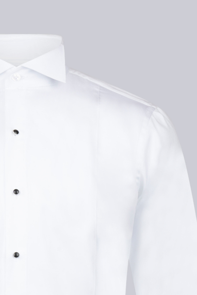 Beyaz Comfort Fit 100% Pamuk Devrik Manşet Yaka Saten Klasik Damatlık Gömlek - 3