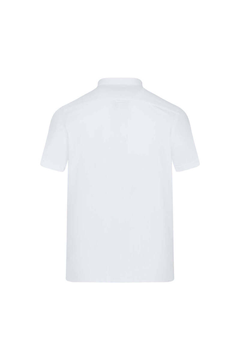 Beyaz Comfort Fit 100% Pamuk Düğmeli Yaka Kısa Kollu Casual Gömlek - Hatemoğlu (1)