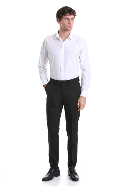 Beyaz Comfort Fit Desenli 100% Pamuk Slim Yaka Uzun Kollu Casual Gömlek - 2