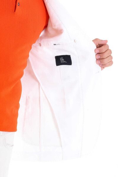 Beyaz Comfort Fit Mono Yaka Casual Keten Ceket - 6
