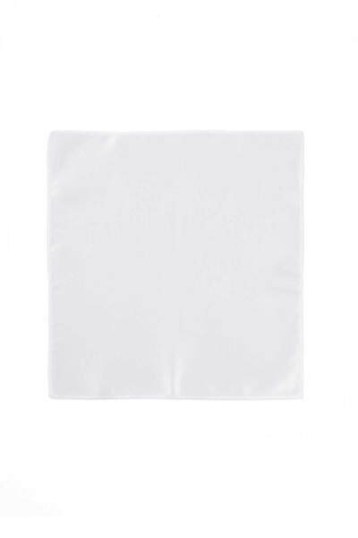 Beyaz Klasik Saten Cep Mendili - 2