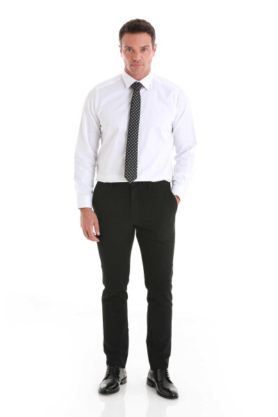 Beyaz Klasik Fit 100% Pamuk Slim Yaka Uzun Kollu Saten Gömlek - 2