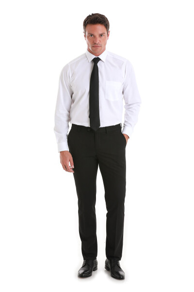 Beyaz Klasik Fit Pamuklu Slim Yaka Uzun Kollu Klasik Gömlek - 2