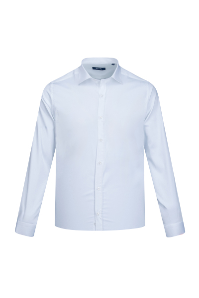 Beyaz Klasik Fit Slim Yaka Uzun Kollu Pamuklu Saten Gömlek 