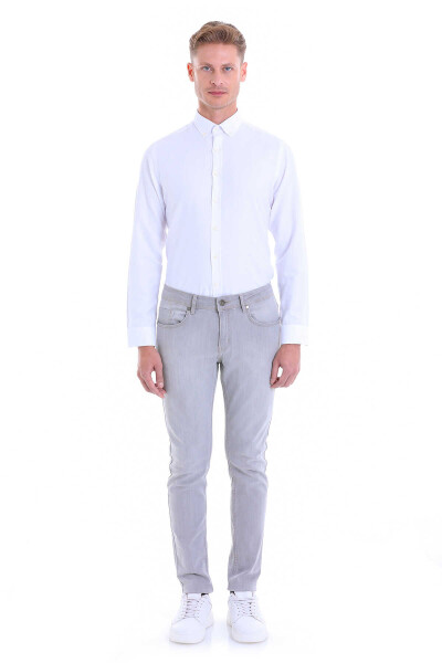 Beyaz Comfort Fit Pamuklu Düğmeli Yaka Uzun Kollu Casual Gömlek - 4