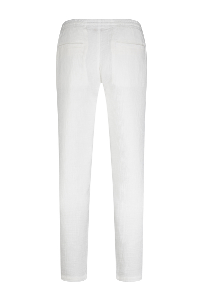 Beyaz Rahat Kesim Yandan Cepli 100% Pamuk Jogger Pantolon - 3