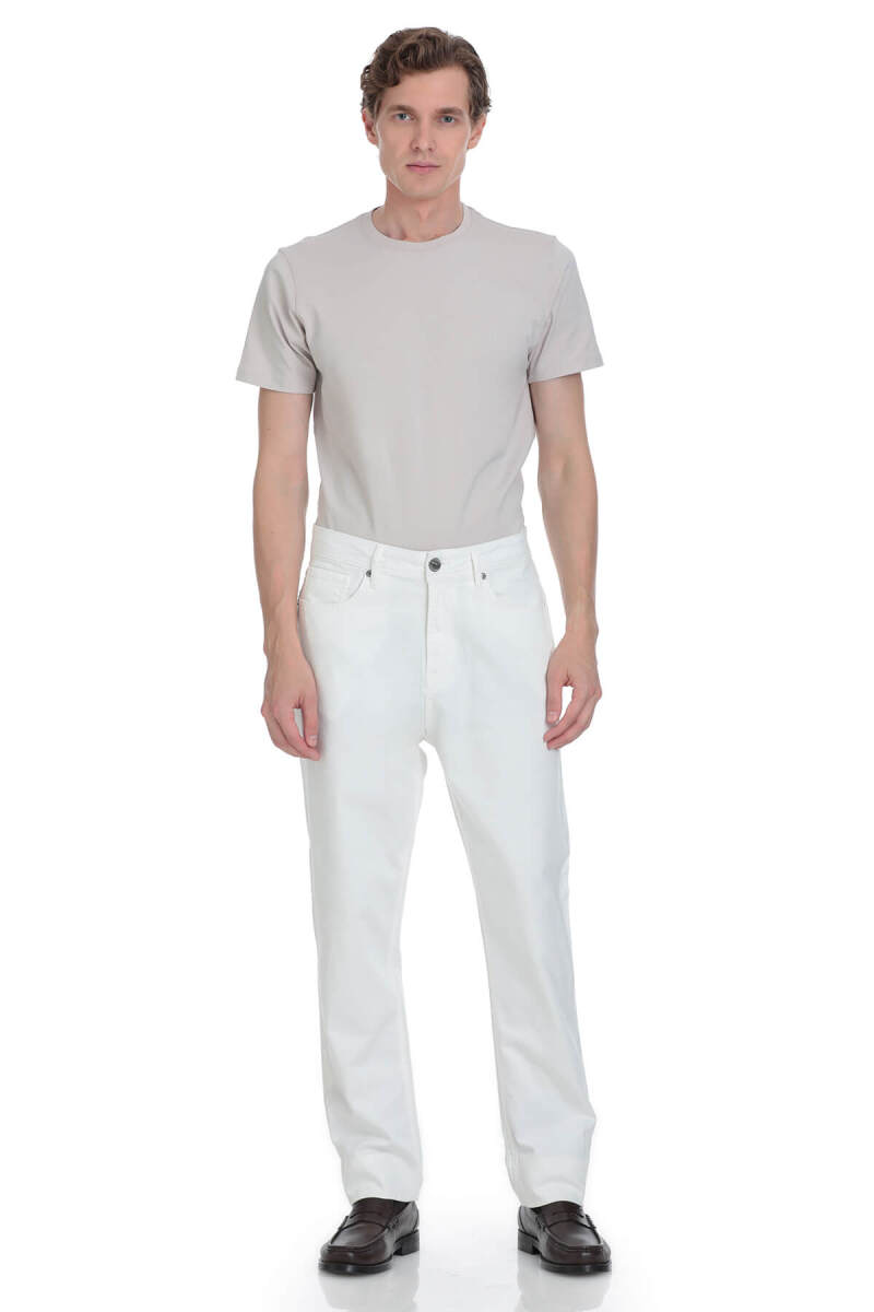 Beyaz Regular Fit 5 Cep 100% Pamuk Kot Pantolon - Saykı
