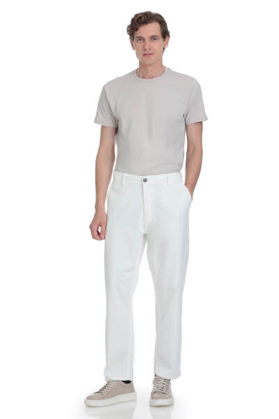 Beyaz Regular Fit 5 Cep 100% Pamuk Kot Pantolon - 1