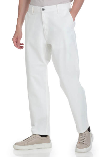 Beyaz Regular Fit 5 Cep 100% Pamuk Kot Pantolon - 3