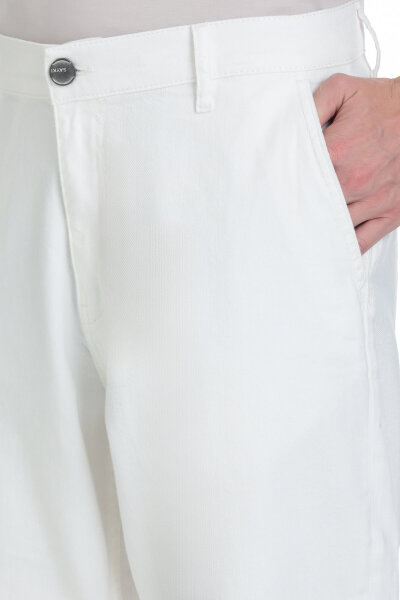 Beyaz Regular Fit 5 Cep 100% Pamuk Kot Pantolon - 4