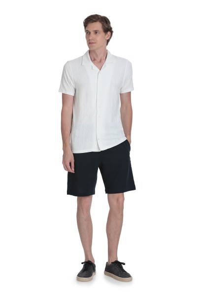 Beyaz Regular Fit Apaş Yaka Gömlek - 2