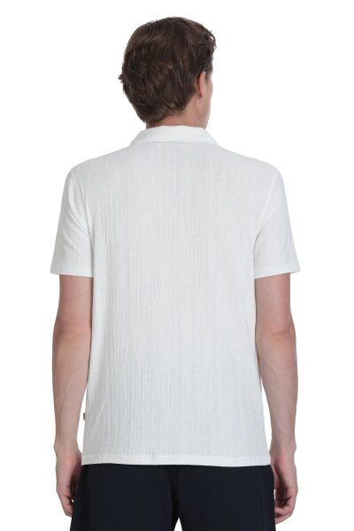 Beyaz Regular Fit Apaş Yaka Gömlek - 5