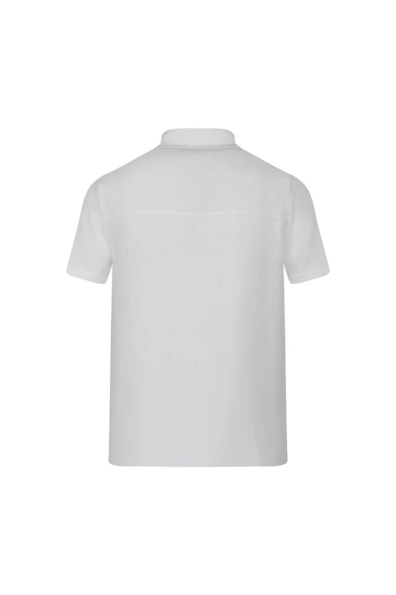 Beyaz Regular Fit Apaş Yaka Keten Gömlek - Saykı (1)