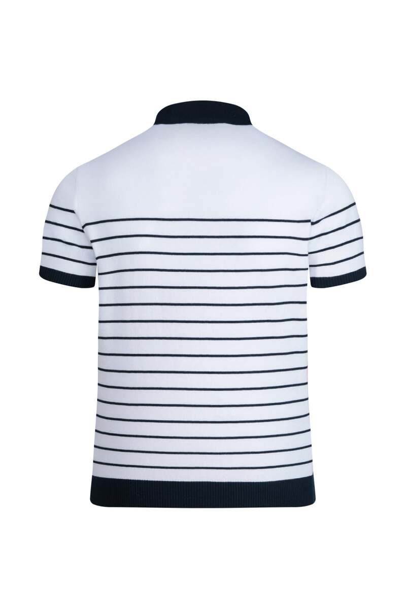 Beyaz Regular Fit Apaş Yaka Pamuklu Tişört - Hatemoğlu (1)