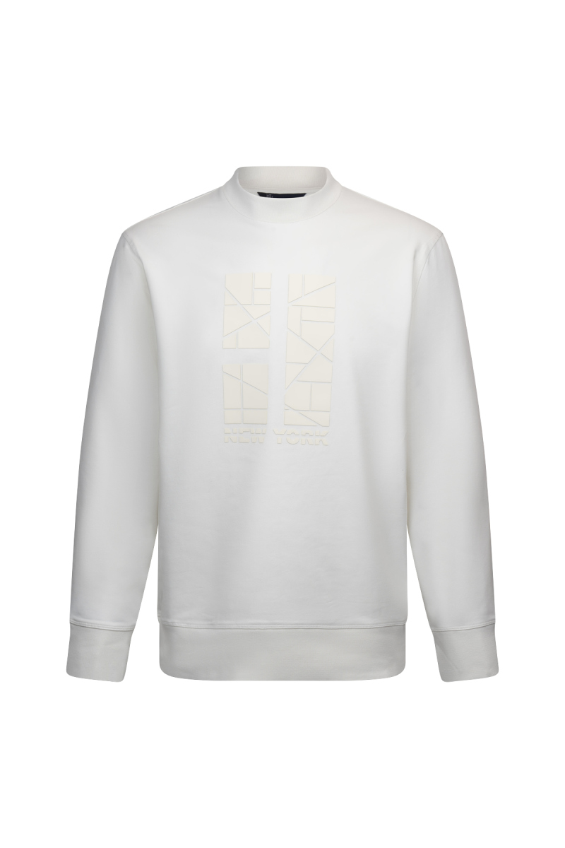 Beyaz Regular Fit Baskılı Pamuklu Bisiklet Yaka Sweatshirt - HTML