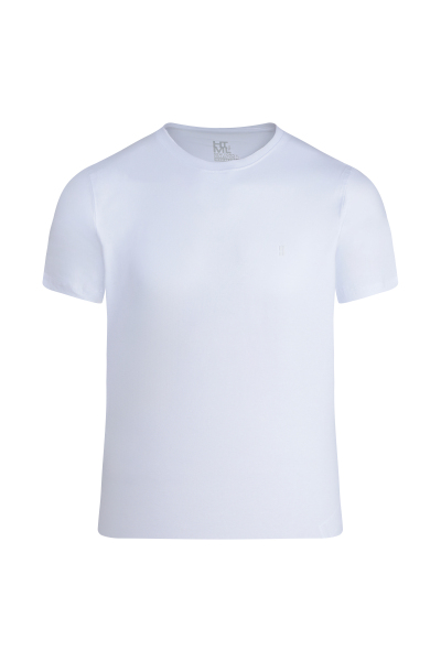 Beyaz Regular Fit Bisiklet Yaka Pamuklu Tişört 