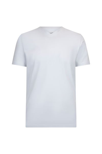 Beyaz Regular Fit Bisiklet Yaka Pamuklu Tişört 