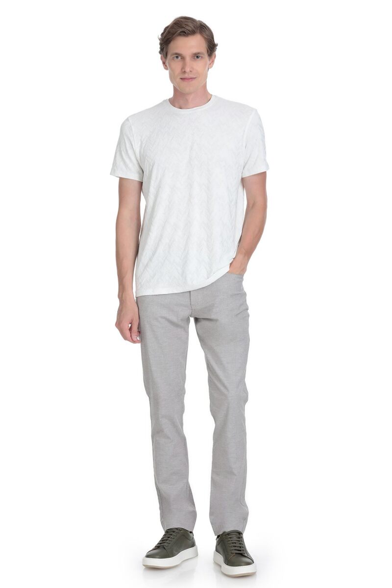 Beyaz Regular Fit Bisiklet Yaka Tişört - Hatemoğlu (1)