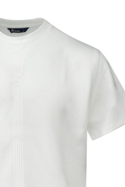 Beyaz Regular Fit Bisiklet Yaka Tişört - 2