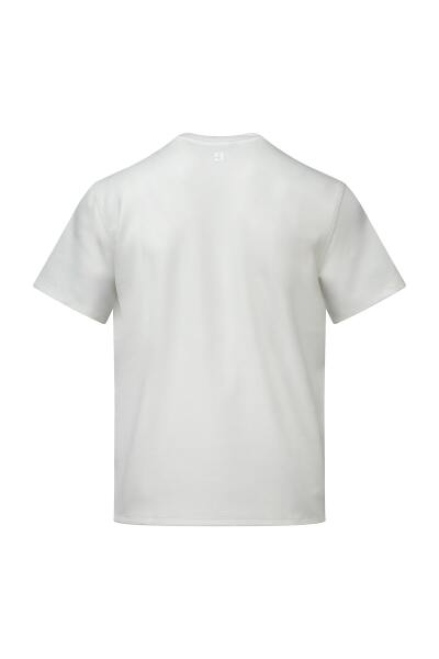 Beyaz Regular Fit Bisiklet Yaka Tişört - 3