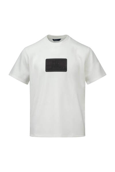 Beyaz Regular Fit Bisiklet Yaka Tişört - 1