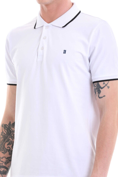 Beyaz Regular Fit 100% Pamuklu Polo Yaka Tişört - 5