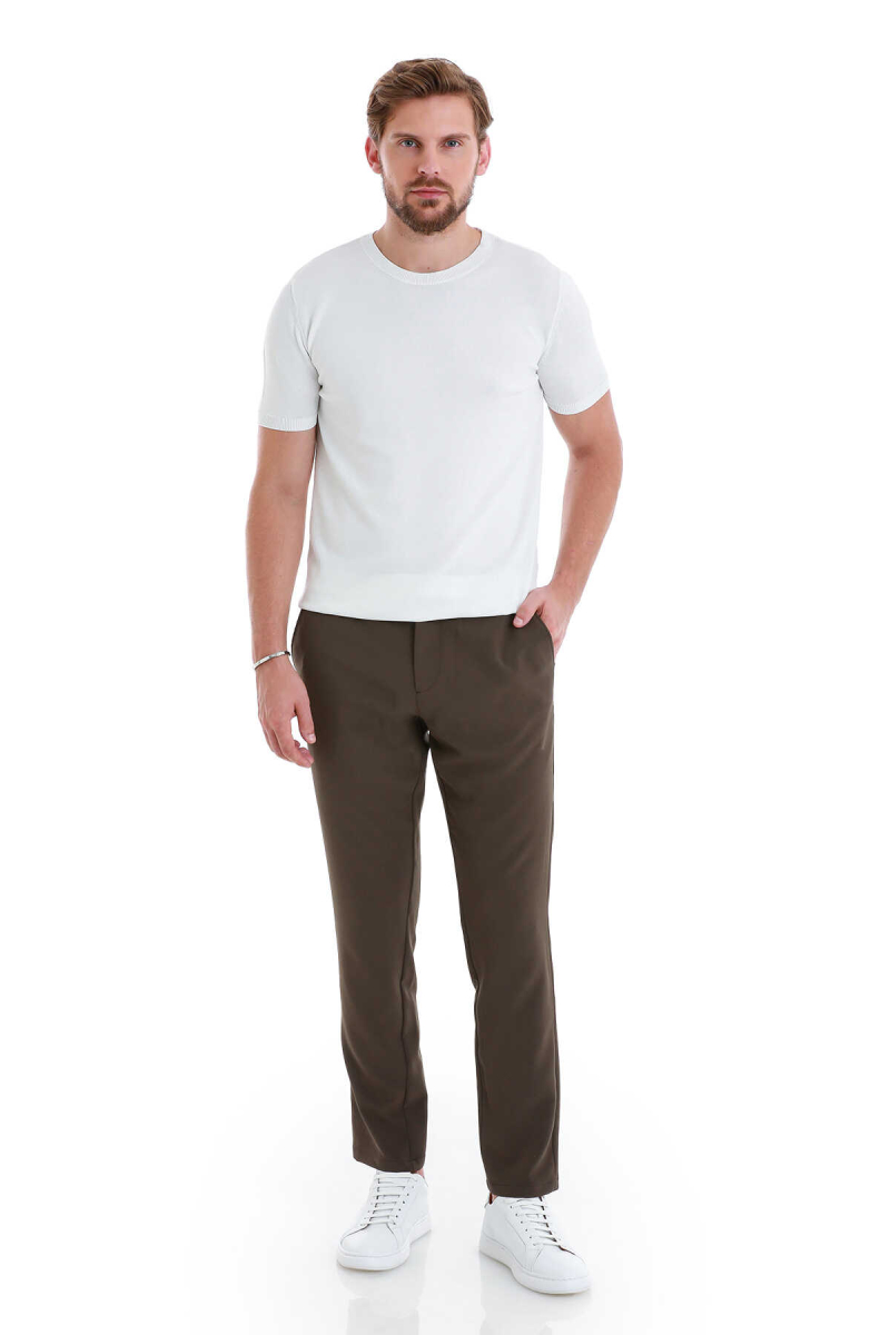 Beyaz Regular Fit Bisiklet Yaka Rayon Tişört - Hatem Saykı (1)