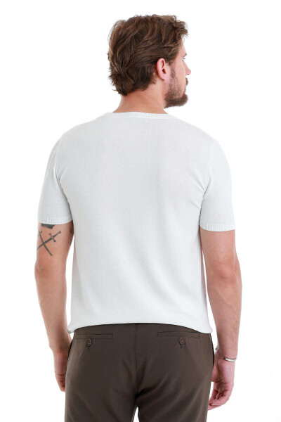 Beyaz Regular Fit Bisiklet Yaka Rayon Tişört - 6