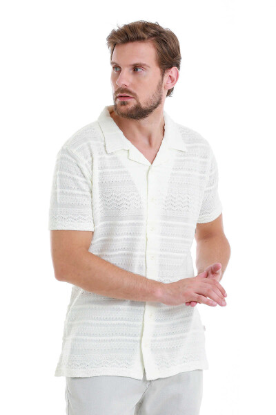 Beyaz Regular Fit Polo Yaka Tişört - 4