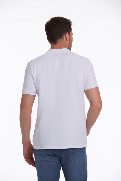 Beyaz Regular Fit Petek Desenli Pamuklu Polo Yaka Tişört - 14