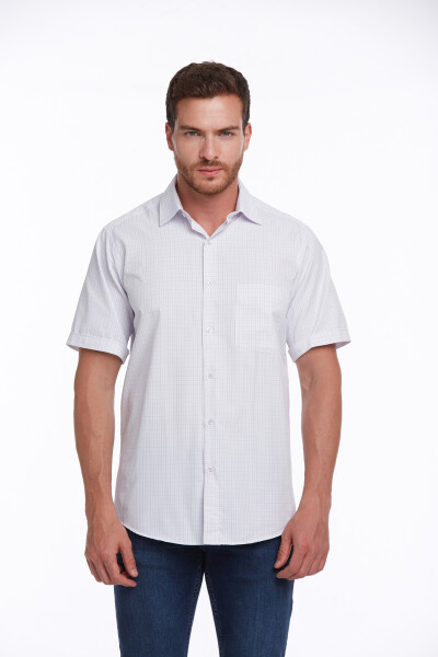 Lila Regular Fit Kareli Pamuklu Slim Yaka Kısa Kol Klasik Gömlek - 2