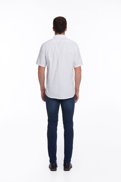 Lila Regular Fit Kareli Pamuklu Slim Yaka Kısa Kol Klasik Gömlek - 7