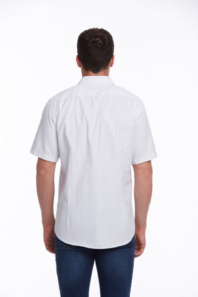 Lila Regular Fit Kareli Pamuklu Slim Yaka Kısa Kol Klasik Gömlek - 8